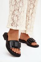 Klapki damskie z klamrą, czarne Melivra