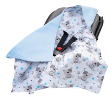 Medi Partners Baby carrier wrap – blanket with hood 85x85 cm – Wafel – Teddy + blue Wafel