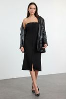 Trendyol Black Strapless Midi Woven Dress