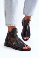 Zazoo 977/L kivágott bőr szandál cipzárral