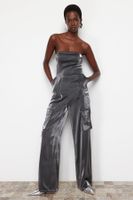 Trendyol Anthracite Fitted Woven Shimmer Jumpsuit