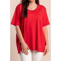 Plus Size Rundhals T-Shirt, Rot