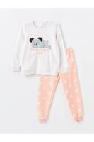 LC Waikiki Crew Neck Embroidered Polar Fleece Girls Pajama Set