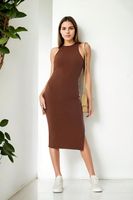 16427 Dewberry Womens Elegant Midi Pencil Dress-COFFEE