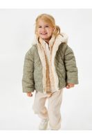 Koton Baby Girl Jacket Hooded Double-Sided Plush - Quilted Zippered