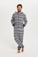 Alaska men's long-sleeved jumpsuit, long pants - dark blue print