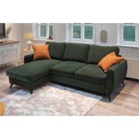 Livetastic ROZKLADACIA ROHOVÁ SEDAČKA, kov, textil, kompozitné drevo, tmavozelená