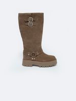 BIG STAR SHOES Bőr nubuk női csizmák csatokkal szigetelve Big Star