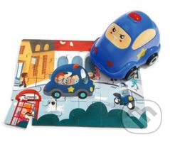 Policejní auto, dřevěné (s hračkou) - puzzle z kategorie Maxi dílky
