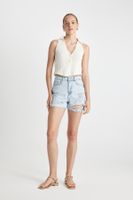 DEFACTO Mom Fit High Waist Cutaway Jean Shorts