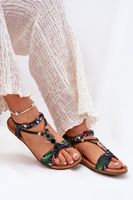 Dámské Ploché Sandály S Pleteným Páskem A Dekorací Černé Artiker