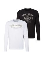 TOM TAILOR Majica  maslinasta / crna / bijela