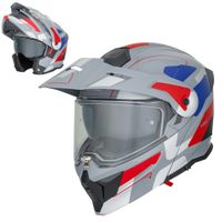Výklopná moto přilba 3v1 W-TEC Neovu Graphic šedo-červeno-modrá XXL (63)