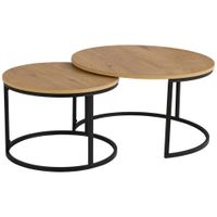 Ti'me SADA KONFERENČNÝCH STOLÍKOV, farba duba, kov, kompozitné drevo, 60-80/60-80/42-45 cm