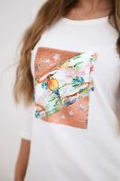 Dress with 3D Bird ecru graphics