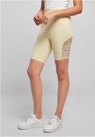 Women's high-waisted cycling shorts with lace insert, soft yellow