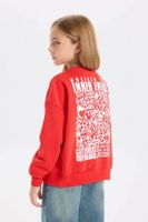 DEFACTO Girl Oversize Fit Crew Neck Printed Sweatshirt