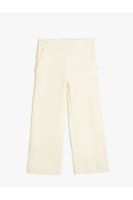 Koton Linen Trousers Wide Leg Button Detailed Pockets