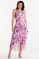 Awama Woman's Dress A500 Pink/Flowers