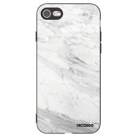 Silikónový čierny obal pre Apple iPhone 7 - White marble