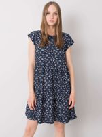 STITCH & SOUL Navy kék mintás ruha sallanggal