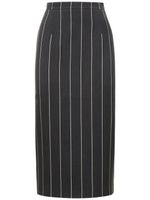 Pinstriped Light Wool Midi Skirt
