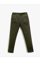 Koton Fabric Carrot Trousers with Button Detail Pocket.