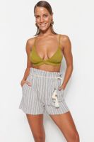 Trendyol Striped Belted Woven Frilly Shorts & Bermuda