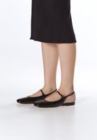 Estro: Czarne sandały damskie na płaskim obcasie typy slingback
