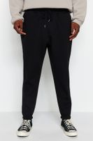 Trendyol Black Plus Size Regular/Normal Cut Elastic Leg Jogger Fleece Sweatpants