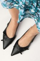 Mio Gusto Leia Black Color Open Back Pointed Toe Short Heeled Women's Shoes