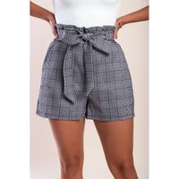 Elegante Shorts Mit Karodruck, Grau