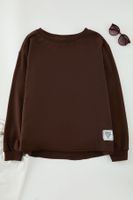 Trendyol Curve Brown Regular/Normal Pattern Crew Neck Knitted Plus Size Sweatshirt