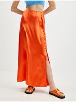 Orange ladies satin maxi skirt VILA Ella - Ladies