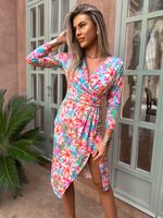 Tyrkysové elastické květinové šaty TIMBERE Velikost: ONESIZE