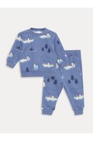 LC Waikiki Crew Neck Long Sleeve Printed Baby Boy Sweatshirt and Sweatpants 2-Set