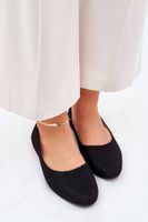 Boto Baleriny Damskie Płaskie Z Brokatem Czarne Tatorelis