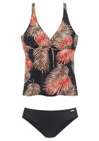 LASCANA Tankini  svijetlosmeđa / marelica / narančasto crvena / crna / bijela