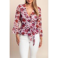 Bluse Mit Blumenmuster, Hellrosa