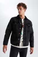 DEFACTO Slim Fit Slim Fit Faux Fur Collar Jean Jacket