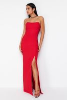 Trendyol Red Body-fitting Woven Long Elegant Evening Dress