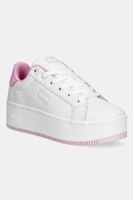 Tommy Jeans sneakers din piele TJW FLATFORM PATENT SNEAKER culoarea alb, EN0EN02864