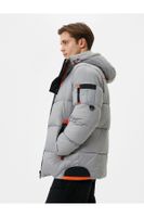 Koton Down Jacket Hooded Zippered Tag Detail Pocket