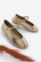 Marjin Women's Strappy Foldable Ballerinas Starles Gold