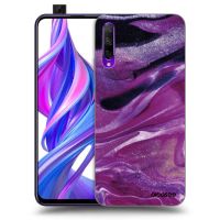 Silikónový čierny obal pre Honor 9X Pro - Purple glitter