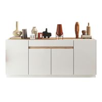 Carryhome ŠIROKÁ KOMODA, farba duba, biela s vysokým leskom, 205/87/40 cm