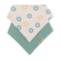Petite&Mars Bandana Luke 3m+ нагрудник Beige Kiwis&Misty Green 1 кс