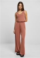 Women's terracotta modal long-sleeved jumpsuit