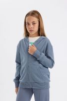 DEFACTO Girls Basic Hooded Pocket Zippered School Cardigan