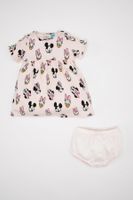 DEFACTO Baby Girl 2-Piece Set Disney Mickey & Minnie Ribbed Camisole Short Sleeve Dress Panties